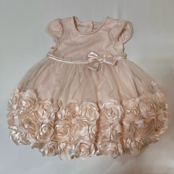 Nanette Baby Girl Dress Blush Champagne Pink Flowers 18M - Picture 1 of 9
